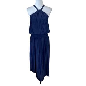 Ramy Brook Chloe Halter Midi Dress Navy Size Large